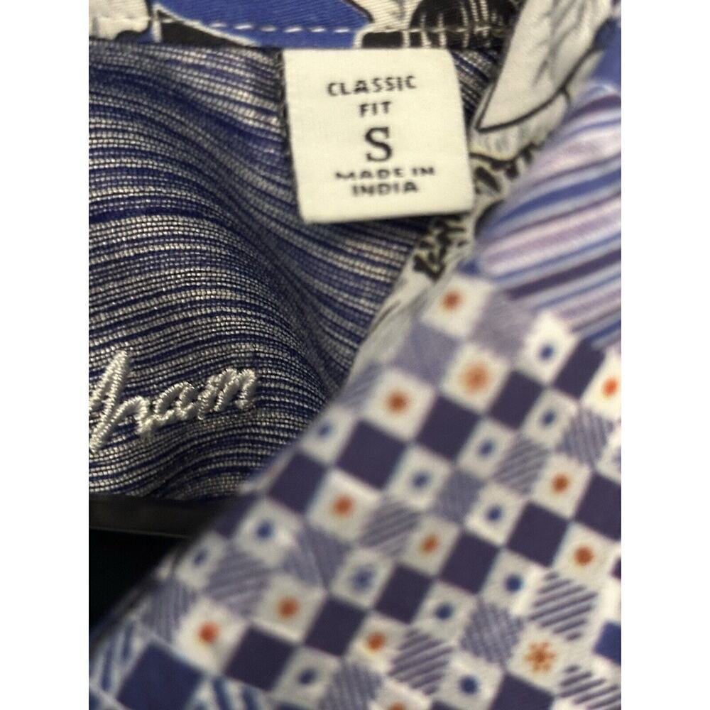 Robert Graham Shirt Mens Small Blue Geometric Long Sleeve Button Embroidered NWT - Picture 9 of 11